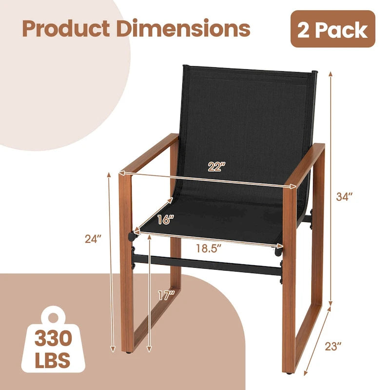 Gymax 2 PCS Outdoor Dining Chairs Patio Furniture Chair w/ Breathable