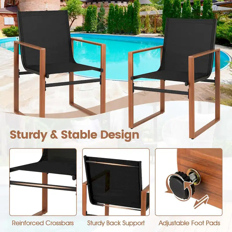 Gymax 2 PCS Outdoor Dining Chairs Patio Furniture Chair w/ Breathable