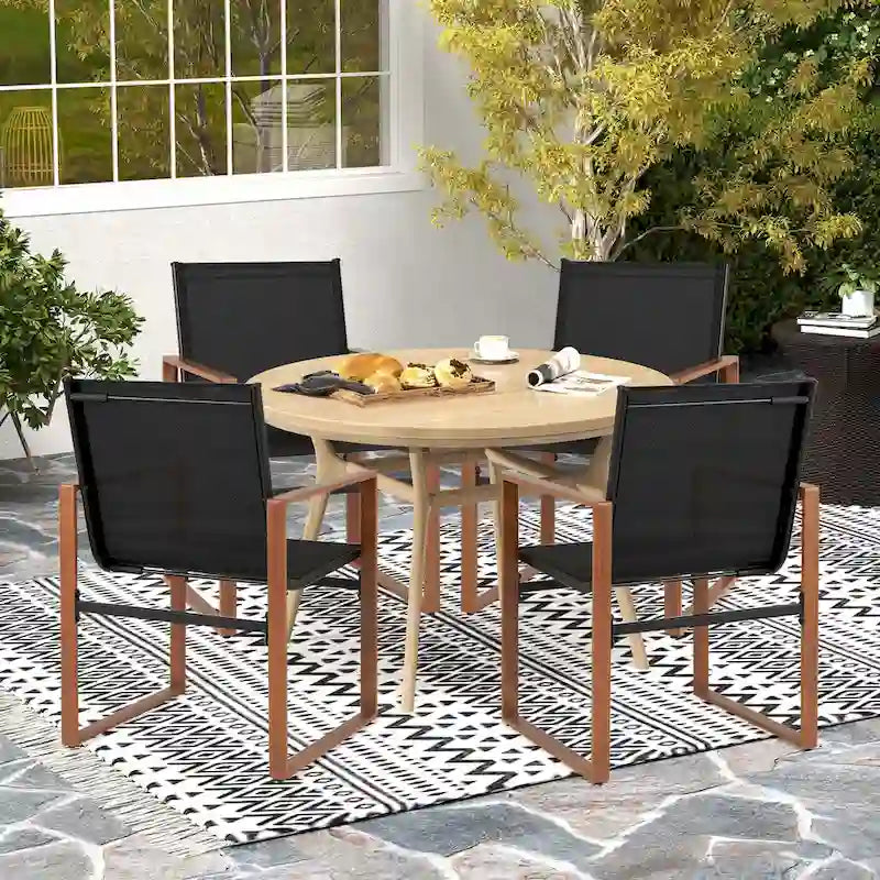Gymax 2 PCS Outdoor Dining Chairs Patio Furniture Chair w/ Breathable