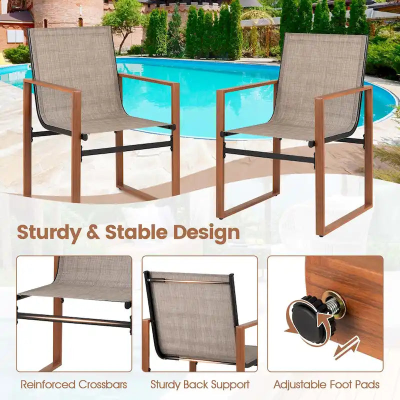 Gymax 2 PCS Outdoor Dining Chairs Patio Furniture Chair w/ Breathable