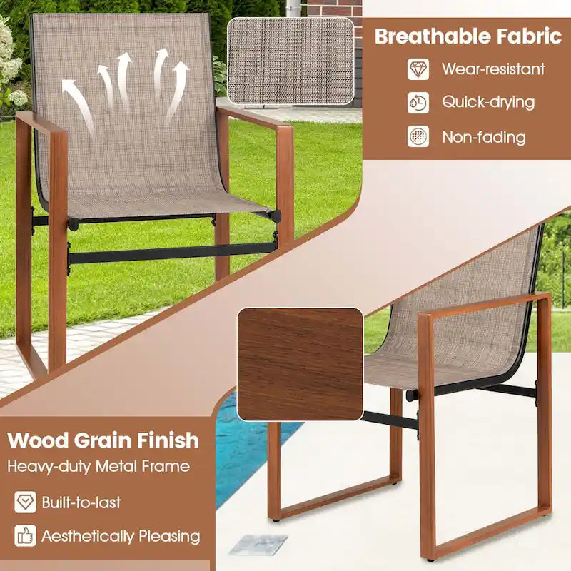 Gymax 2 PCS Outdoor Dining Chairs Patio Furniture Chair w/ Breathable