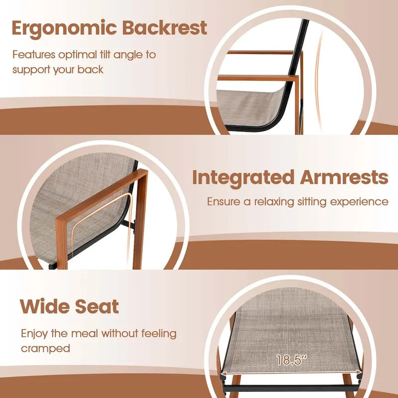 Gymax 2 PCS Outdoor Dining Chairs Patio Furniture Chair w/ Breathable