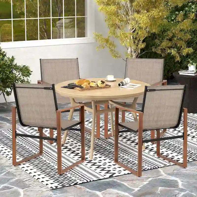 Gymax 2 PCS Outdoor Dining Chairs Patio Furniture Chair w/ Breathable
