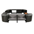 Outdoor Rattan Sectional Sofa Set with Mini Sofa