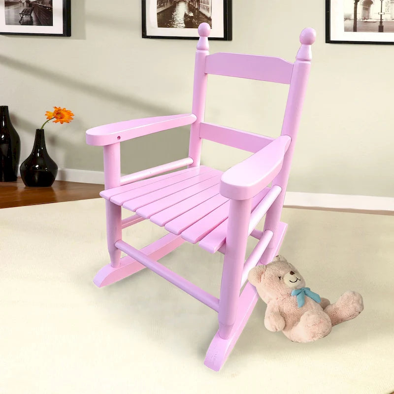 Durable Child's Wood Porch Rocker, Outdoor Rocking Chair, Indoor or Outdoor Suitable for 3-7 Years Old
