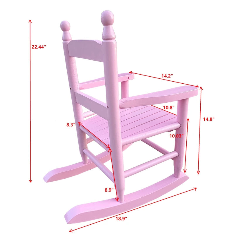 Durable Child's Wood Porch Rocker, Outdoor Rocking Chair, Indoor or Outdoor Suitable for 3-7 Years Old