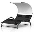 Double Patio Chaise Lounge with Canopy for Poolside - N/A