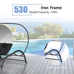 Double Patio Chaise Lounge with Canopy for Poolside - N/A