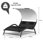 Double Patio Chaise Lounge with Canopy for Poolside - N/A