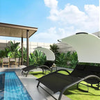 Double Patio Chaise Lounge with Canopy for Poolside - N/A