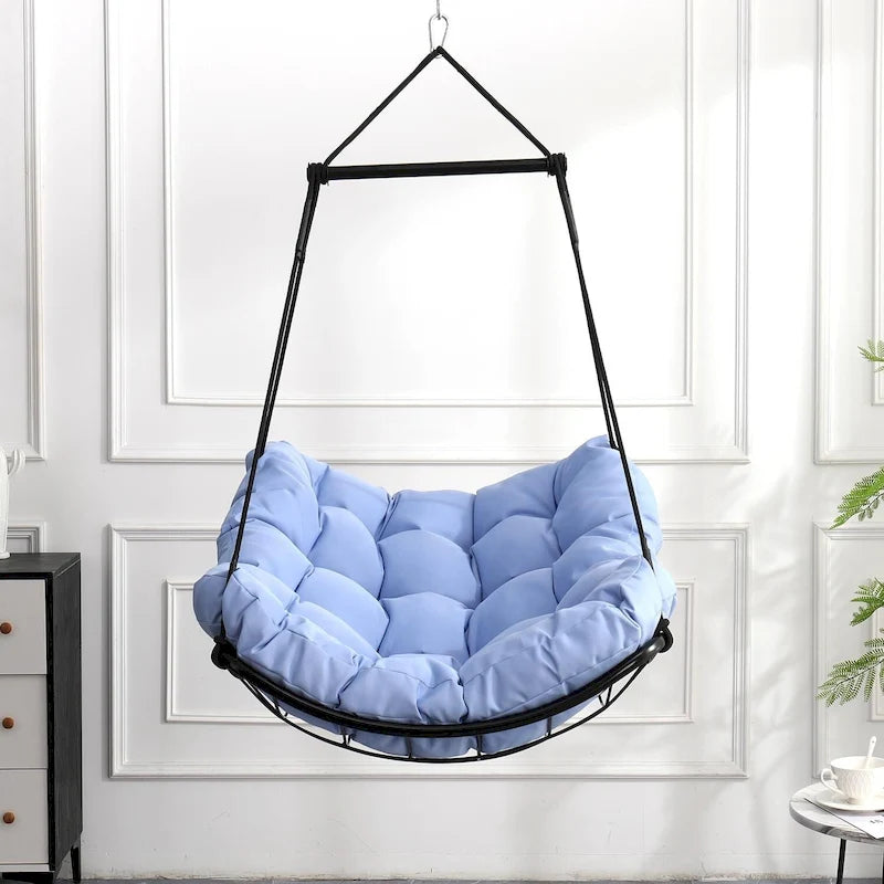 Luxury Hammock Chair Swing with Oversized Plush Cushion, Swivel Indoor/Outdoor Hanging Chair for Patio, Balcony, Bedroom
