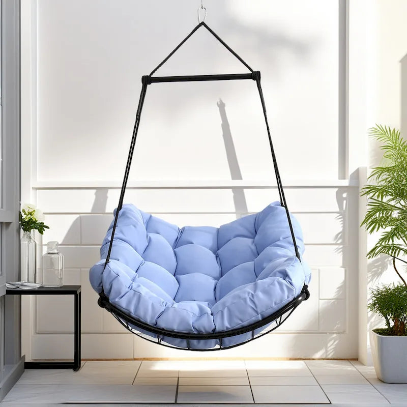 Luxury Hammock Chair Swing with Oversized Plush Cushion, Swivel Indoor/Outdoor Hanging Chair for Patio, Balcony, Bedroom
