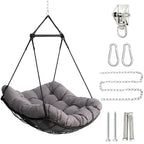Luxury Hammock Chair Swing with Oversized Plush Cushion, Swivel Indoor/Outdoor Hanging Chair for Patio, Balcony, Bedroom