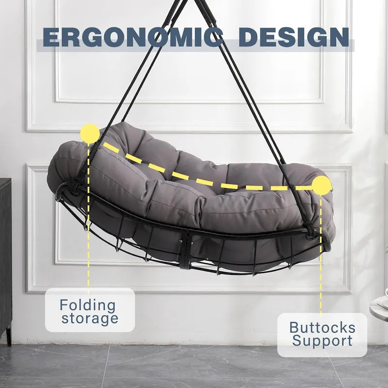 Luxury Hammock Chair Swing with Oversized Plush Cushion, Swivel Indoor/Outdoor Hanging Chair for Patio, Balcony, Bedroom