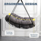 Luxury Hammock Chair Swing with Oversized Plush Cushion, Swivel Indoor/Outdoor Hanging Chair for Patio, Balcony, Bedroom
