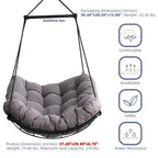 Luxury Hammock Chair Swing with Oversized Plush Cushion, Swivel Indoor/Outdoor Hanging Chair for Patio, Balcony, Bedroom