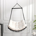 Luxury Hammock Chair Swing with Oversized Plush Cushion, Swivel Indoor/Outdoor Hanging Chair for Patio, Balcony, Bedroom