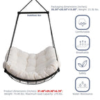 Luxury Hammock Chair Swing with Oversized Plush Cushion, Swivel Indoor/Outdoor Hanging Chair for Patio, Balcony, Bedroom