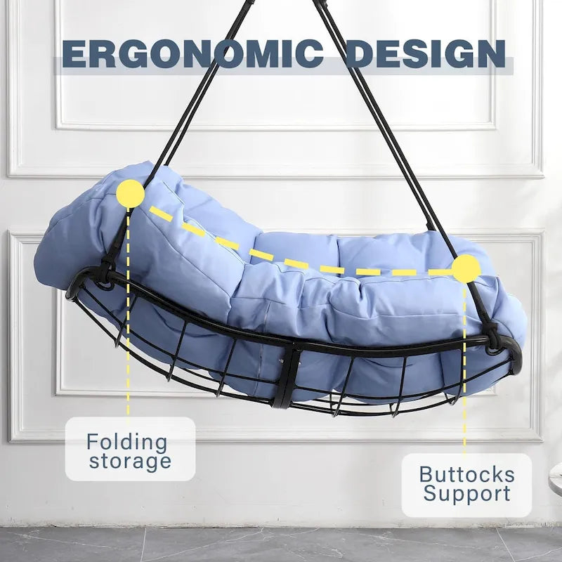 Luxury Hammock Chair Swing with Oversized Plush Cushion, Swivel Indoor/Outdoor Hanging Chair for Patio, Balcony, Bedroom