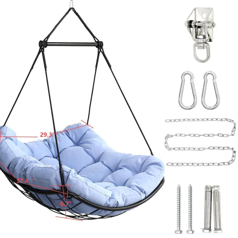 Luxury Hammock Chair Swing with Oversized Plush Cushion, Swivel Indoor/Outdoor Hanging Chair for Patio, Balcony, Bedroom