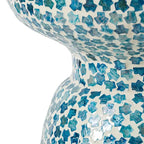 GDFStudio - Eliza Round Mosaic Accent Side Table with Blue Capiz Tile Finish - 17.3