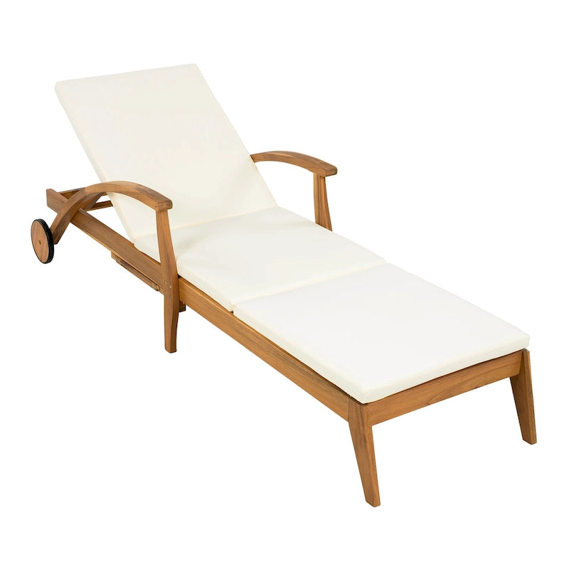 Christopher Knight Home -Parker Acacia Wood Outdoor Chaise Lounge With Wheel Set of 2