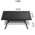Cast Aluminum Patio Dining Table With Frame and Carved Texture on the Tabletop