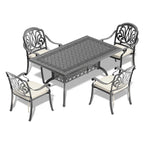 Cast Aluminum Patio Dining Table With Frame and Carved Texture on the Tabletop