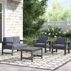 Outdoor Patio HDPE Sectional Sofa and Table Set, Removable Cushions Included, a Loveseat, 2 Single Sofas