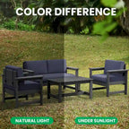 Outdoor Patio HDPE Sectional Sofa and Table Set, Removable Cushions Included, a Loveseat, 2 Single Sofas