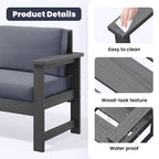 Outdoor Patio HDPE Sectional Sofa and Table Set, Removable Cushions Included, a Loveseat, 2 Single Sofas