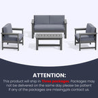 Outdoor Patio HDPE Sectional Sofa and Table Set, Removable Cushions Included, a Loveseat, 2 Single Sofas