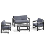 Outdoor Patio HDPE Sectional Sofa and Table Set, Removable Cushions Included, a Loveseat, 2 Single Sofas
