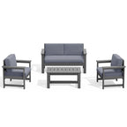 Outdoor Patio HDPE Sectional Sofa and Table Set, Removable Cushions Included, a Loveseat, 2 Single Sofas