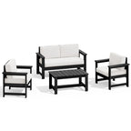 Outdoor Patio HDPE Sectional Sofa and Table Set, Removable Cushions Included, a Loveseat, 2 Single Sofas