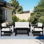 Outdoor Patio HDPE Sectional Sofa and Table Set, Removable Cushions Included, a Loveseat, 2 Single Sofas