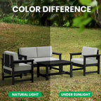 Outdoor Patio HDPE Sectional Sofa and Table Set, Removable Cushions Included, a Loveseat, 2 Single Sofas