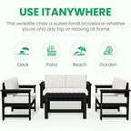 Outdoor Patio HDPE Sectional Sofa and Table Set, Removable Cushions Included, a Loveseat, 2 Single Sofas