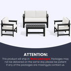 Outdoor Patio HDPE Sectional Sofa and Table Set, Removable Cushions Included, a Loveseat, 2 Single Sofas