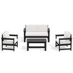 Outdoor Patio HDPE Sectional Sofa and Table Set, Removable Cushions Included, a Loveseat, 2 Single Sofas