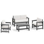 Outdoor Patio HDPE Sectional Sofa and Table Set, Removable Cushions Included, a Loveseat, 2 Single Sofas