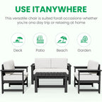 Outdoor Patio HDPE Sectional Sofa and Table Set, Removable Cushions Included, a Loveseat, 2 Single Sofas