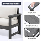 Outdoor Patio HDPE Sectional Sofa and Table Set, Removable Cushions Included, a Loveseat, 2 Single Sofas