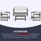 Outdoor Patio HDPE Sectional Sofa and Table Set, Removable Cushions Included, a Loveseat, 2 Single Sofas