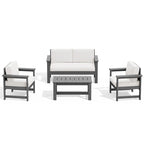 Outdoor Patio HDPE Sectional Sofa and Table Set, Removable Cushions Included, a Loveseat, 2 Single Sofas