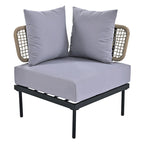 Outdoor 8-Piece Iron Modular Sectional Sofa Set with Glass & Wood Tables