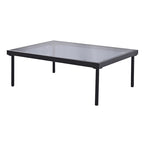 Outdoor 8-Piece Iron Modular Sectional Sofa Set with Glass & Wood Tables