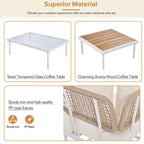 Outdoor 8-Piece Iron Modular Sectional Sofa Set with Glass & Wood Tables