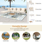 Outdoor 8-Piece Iron Modular Sectional Sofa Set with Glass & Wood Tables