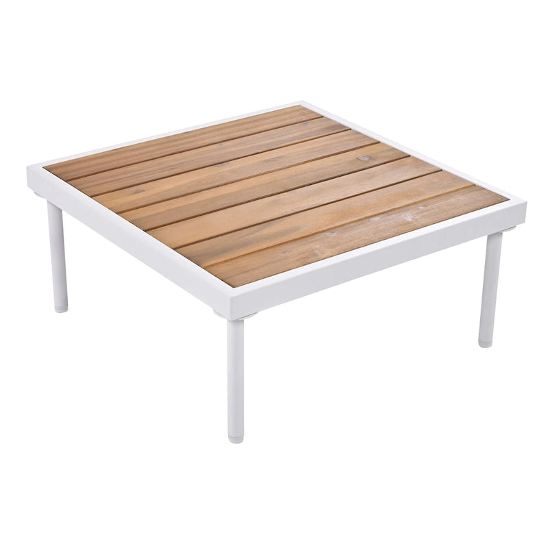 Outdoor 8-Piece Iron Modular Sectional Sofa Set with Glass & Wood Tables